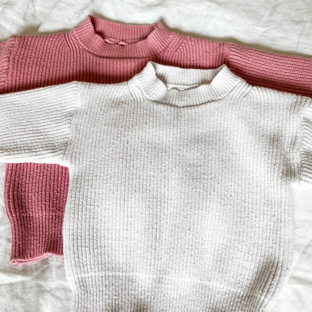 Two Chubby Bubby Bear Chunky Knit sweaters 18-24 months 2T Light Pink and Mauve
